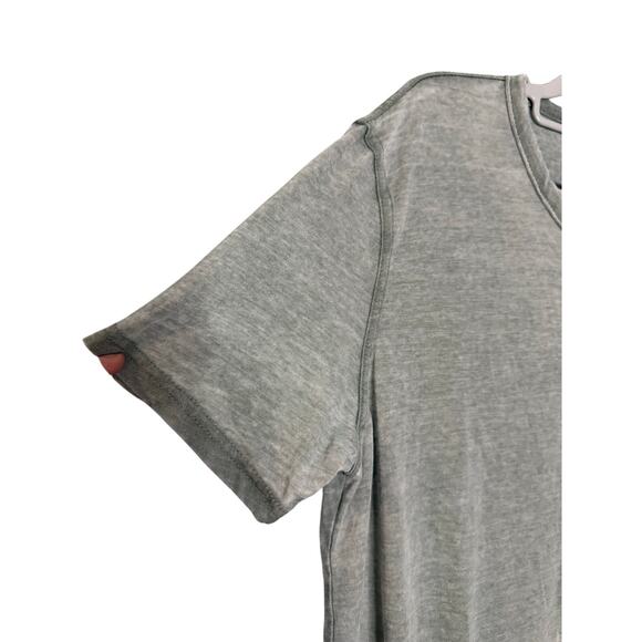 Lucky Brand Venice Burnout tee 1/4 button down in grey/khaki green - Picture 7 of 8